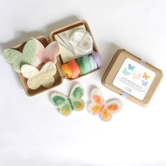 Mini DIY Felt Butterfly Felting Kit, Kid Friendly Craft, Fun and Easy Needle Felting, Birthday Gif